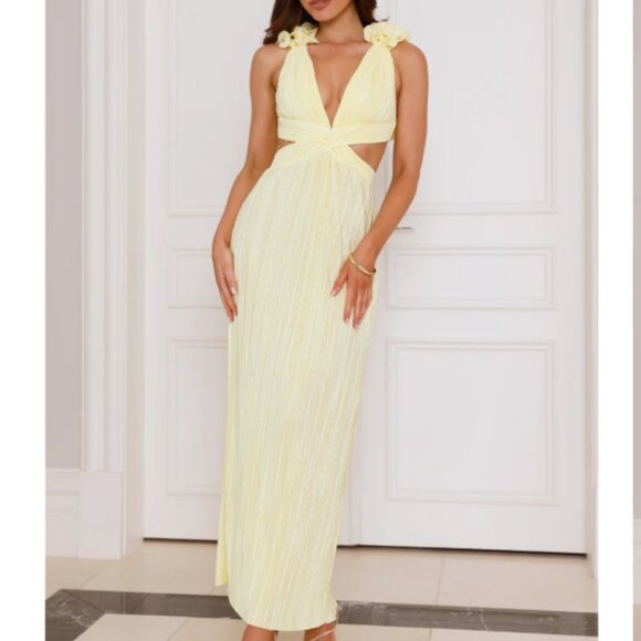 Hello Molly Trust Your Love Maxi Dress Yellow XS - Picture 1 of 8